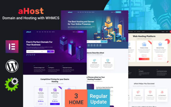 aHost - WHMCS Destekli Alan Adı ve Barındırma Teması WordPress Teması