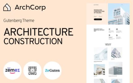 ArchCorp - Gutenberg WordPress Teması için Mimarlık İnşaat Şablonu