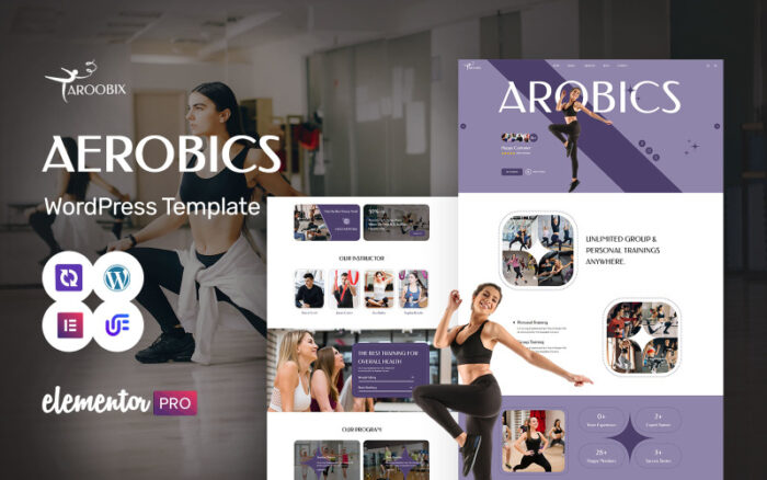 Aroobix - Aerobik, Fitness Stüdyosu ve Zumba Stüdyosu WordPress Elementor Teması WordPress Teması