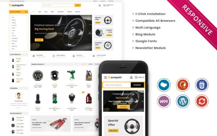 Autopath - En İyi Autopart Woocommerce Duyarlı Mağaza WooCommerce Teması