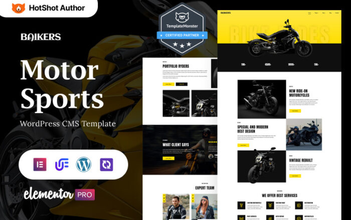 Baikers - Motor Sporları ve Yarış WordPress Elementor Teması WordPress Teması