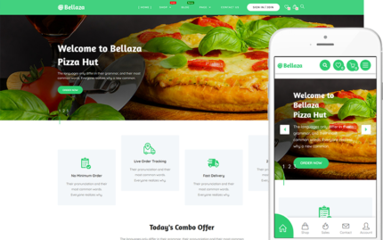 Bellaza - Pizza, Fast Food, Restoran E-ticaret Web Sitesi Şablonu WordPress Teması