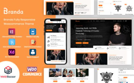 Branda - Dövme Sanatçısı ve Kuaför WooCommerce Şablonu WooCommerce Teması