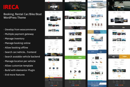 Car, Boat, Bike Booking Rental Theme - Ireca