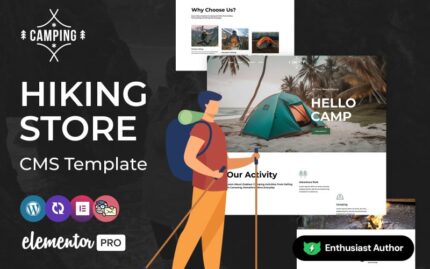 Kamp - yürüyüş, kamp ve macera WordPress Elementor CMS Şablonu WordPress Teması