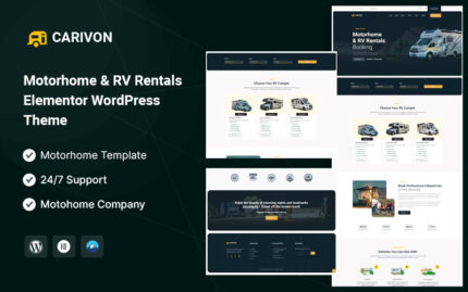 Carivon – Karavan ve Araba RV Kiralama Elementor WordPress Teması