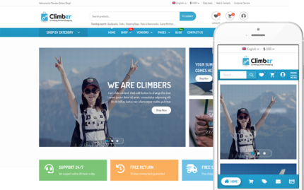 Climber - Çoklu Satıcı Pazar Yeri Teması WooCommerce Teması