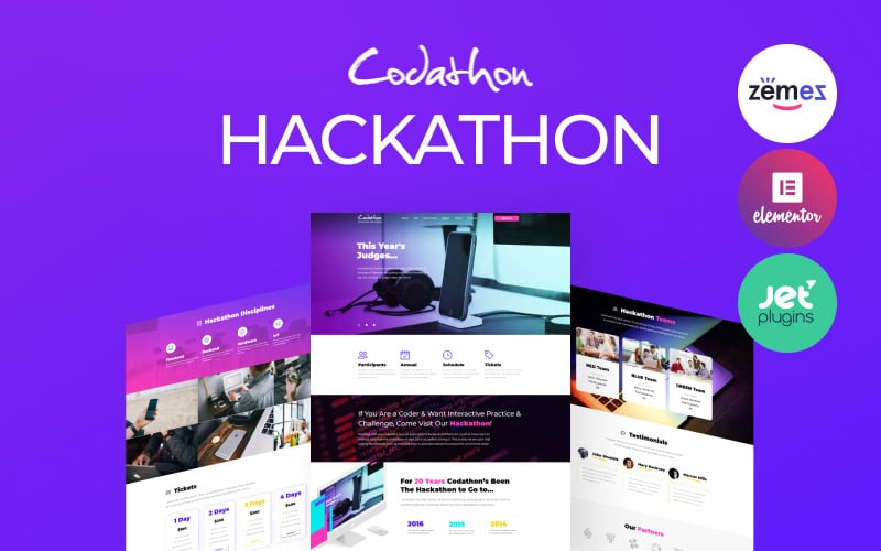 Codathon - Kodlayıcılar İçin Hackathon Landing WordPress Teması