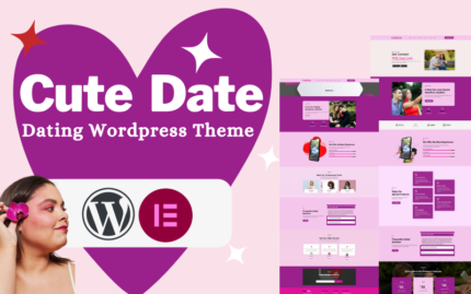 Cute-Date Dating Portföyü ve Açılış Sayfası WordPress teması WordPress Teması