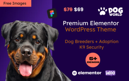 Dogworld - Köpek Yetiştiricileri, K9 ve Evlat Edinme WordPress Elementor Teması WordPress Teması