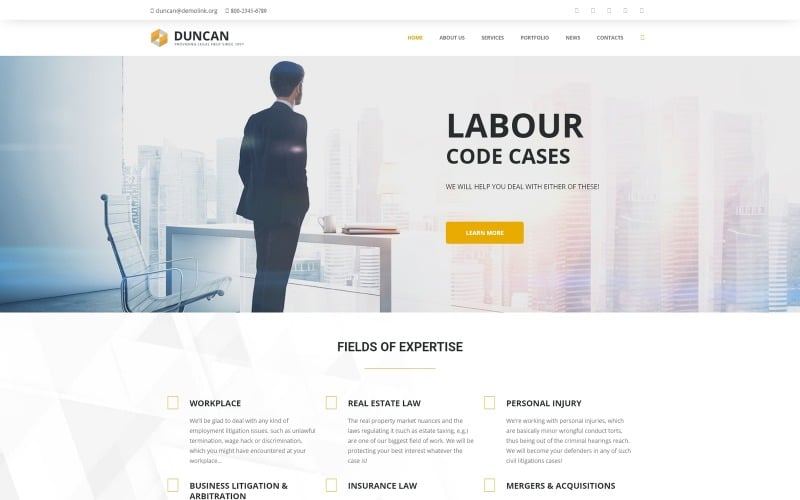 Duncan - Avukat Şirketi Duyarlı WordPress Teması
