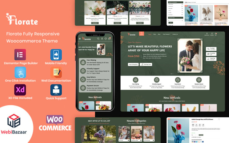 Florate - Çiçek Dükkanı WooCommerce Duyarlı Tema WooCommerce Teması