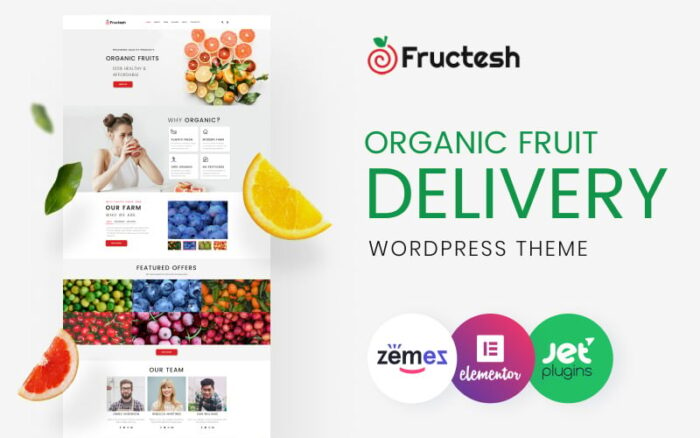 Fructesh - Organik Meyve Teslimatı Çok Amaçlı Modern WordPress Elementor Teması WordPress Teması