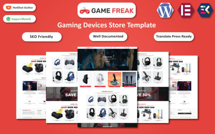 Game Freak - Oyun Cihazları ve Aksesuarları Mağazası WooCommerce Elementor Şablonu WooCommerce Teması