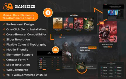 Gameizze - Oyun Mağazası Elementor Woocommerce Teması WooCommerce Teması