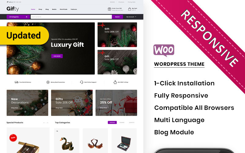 Gifty - Hediye Mağazası Duyarlı WooCommerce Teması