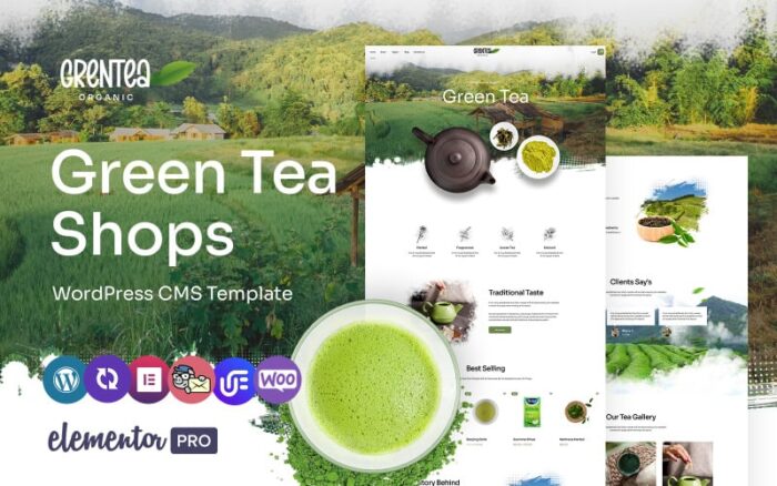 Grentea - Organik ve sağlıklı Çay Mağazası Çok Amaçlı WordPress Elementor Teması WordPress Teması