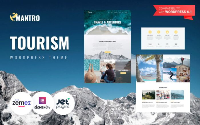 Mantro - Turizm Tek Sayfa Modern WordPress Elementor Teması WordPress Teması