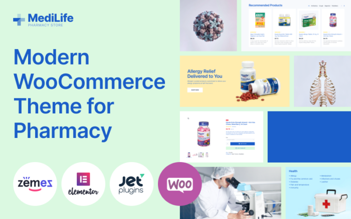 MediLife - Temiz Eczane Elementor WooCommerce Teması