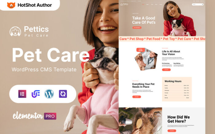 Pettics - Evcil Hayvan Bakımı WordPress Elementor Teması WordPress Teması