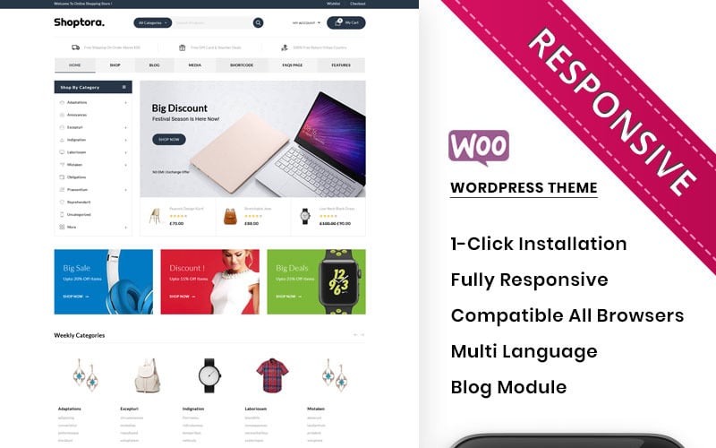 Shoptora - Mega Mağaza Premium WooCommerce Teması