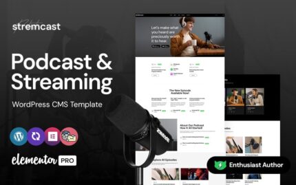 Stremcast - Podcast, FM Radyo ve Akış Çok Amaçlı WordPress Elementor Teması WordPress Teması