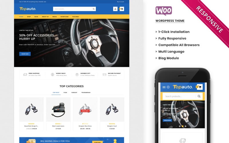 Topauto - Autopart Duyarlı WooCommerce Teması