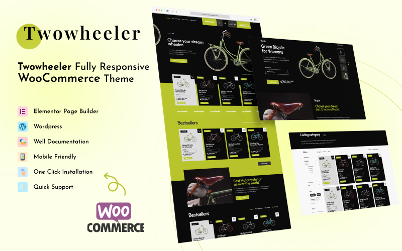 Twowheeler - Motosiklet ve Otomobil Mağazası WordPress Teması WooCommerce Teması