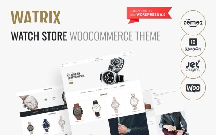 Watrix - Saat Mağazası E-Ticaret Klasik Elementor WooCommerce Teması