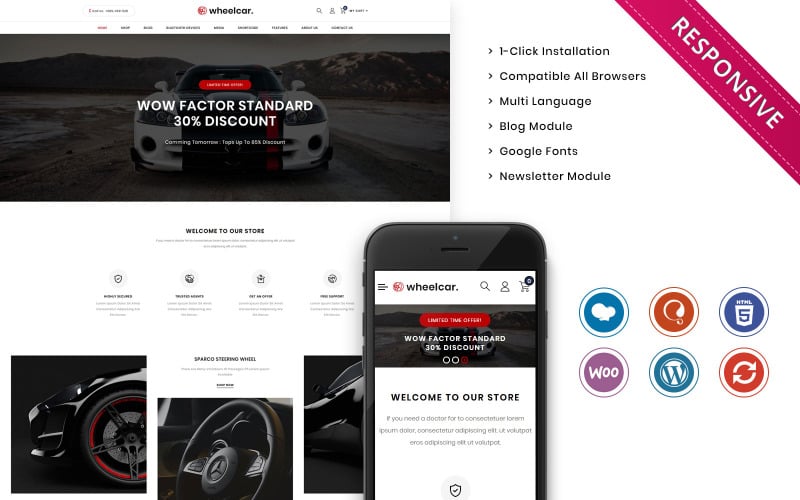 Wheelcar - Otomobil Mağazası Premium WooCommerce Şablonu WooCommerce Teması