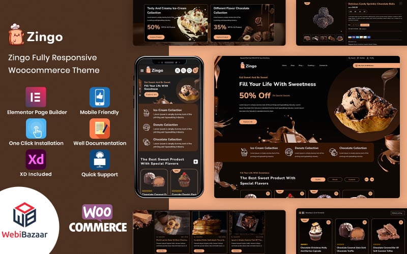 Zingo - Kekler, Tatlılar ve Çikolata WooCommerce Teması